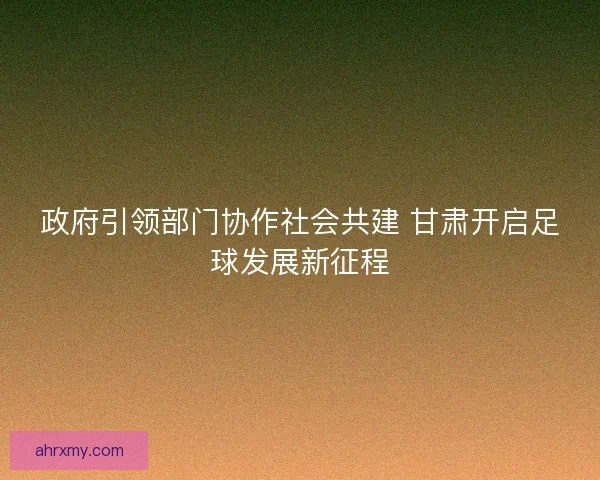 政府引领部门协作社会共建 甘肃开启足球发展新征程